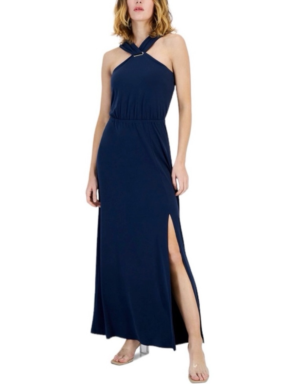 I.N.C. International Concepts Large Navy Sleeveless Halter-Neck Maxi  NWT